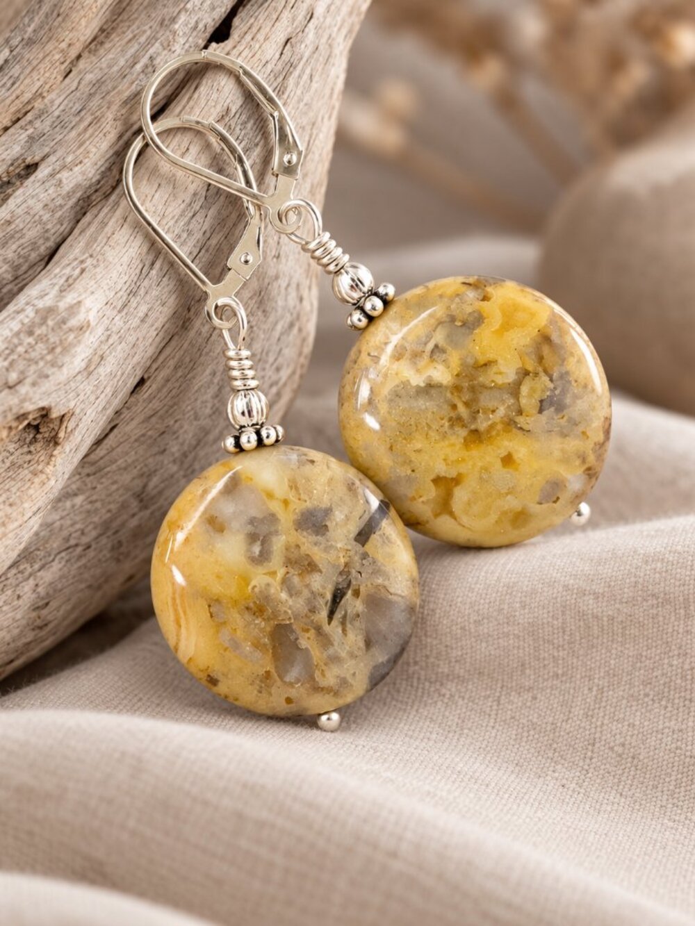Crazy Lace Agate Earrings With Sterling Silver Leverback Earwires
